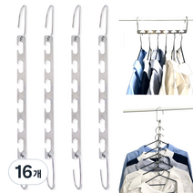 하늬통상 좁은 공간활용옷걸이 틈새옷걸이 라운드, 실버, 16개