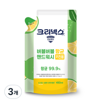 크리넥스 버블버블 핸드워시 키친용 초록자몽향 리필, 450ml, 3개