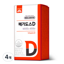 고려은단 메가도스D 비타민D3 4000IU 18g, 90정, 4개
