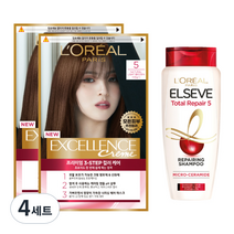 로레알파리 엑셀랑스 크림 염색제 5호 2p + 샴푸 170ml 기획세트, 4세트