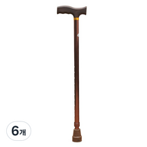 행복의모든것 높이 조절 노인 어르신 부모님 지팡이, 브라운, 6개