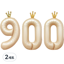 조이파티 왕관 숫자 은박풍선 90cm 900, 라떼, 2세트