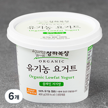 상하목장 유기가공식품인증 요거트 저지방, 6개, 400g