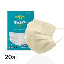 마이데이즈 MB필터 레인보우 일회용 컬러 덴탈 마스크 일반형 L, 3매입, 20개, 옐로우 아이보리