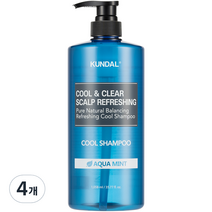 쿤달 리프레싱 쿨 샴푸 아쿠아민트향, 1058ml, 4개