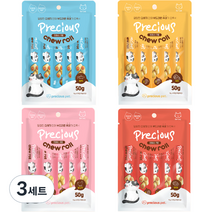 프레셔스펫 고양이 프레셔스 츄롤 참치 50g + 치킨 50g + 치즈 50g + 연어 50g 세트, 3세트, 참치맛, 치킨맛, 치즈맛, 연어맛