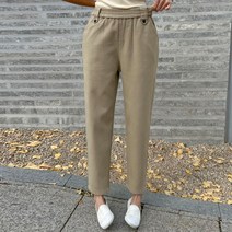 여성용 양단추 융기모 밴딩 배기핏 팬츠 79779