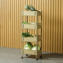 에버하우스 다용도 이동식 선반 트롤리 4단, 카키