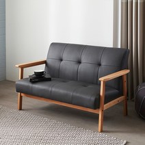 레이디가구 카누 원목 가죽 2인용 소파 방문설치, 머드그레이