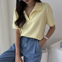 세컨그라운드 여성용 세미크롭 카라 반팔 맨투맨