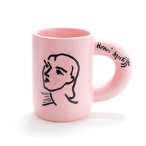 클라보 앙리마티스 도넛 핸들 뭉툭 머그컵, 나디아 여자 핑크, 1개