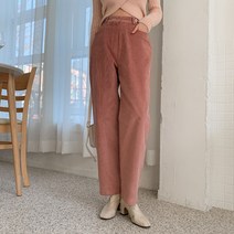 시크블랙 여성용 루지비 코듀로이 포버튼 일자 뒷밴딩 팬츠 PT8986K1C