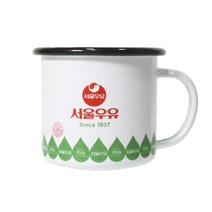 서울우유 레트로 법랑 캠핑 머그컵 350ml, 밀크드랍, 1개
