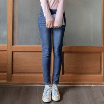 큐니걸스 여성용 큐니ADE 스크래치 밴딩 슬림 데님 팬츠