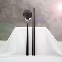 라온누리 리얼심플 수저 세트, 블랙, 숟가락 8p + 젓가락 8p