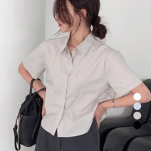 보에리에 여성용 베이직 반팔 셔츠 남방