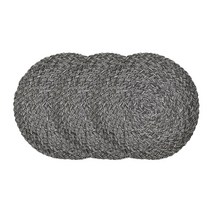 마켓감성 북유럽 모시 두꺼운 식탁 단열 플레이스 매트 3p, 그레이, 지름 38cm, 3개