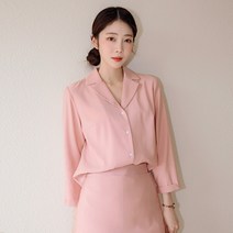로미스토리 빅사이즈 폴리 롤업 포인트 블라우스