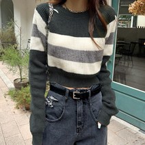 시크폭스 여성용 마레 스티치 크롭 트임 니트