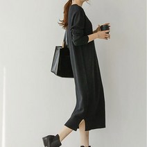 여성용 라운드 롱 원피스 니트