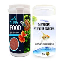 모스트펫 슬립피 구피 사료 43g + 로웰 블루웨이브 트로피컬 플레이크 45g, 1세트