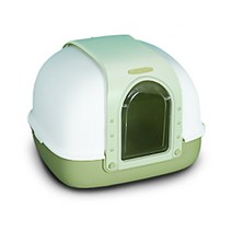 마칼 매직스페이스 후드형 고양이 화장실 3door + 배변삽 + 사막화 방지매트 세트, 애플그린