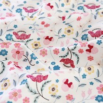 코튼빌 디즈니 면 20수 미니 엠브로이드 원단, 아이보리