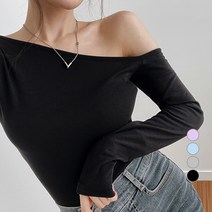 밀키버터 여성용 사이드 오프숄더 티셔츠