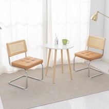 노아가구 라탄 세스카 인테리어 식탁 의자 2p, 카멜