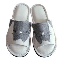 MJ트레이딩 캣츠 패브릭 실내화, 크림