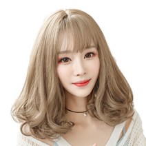 하이유니 롤 펌 중단발 헤어 통가발 38cm + 가발망 + 거치대 세트, 허니골드, 1세트
