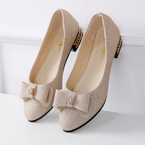 글리터 리본 장식 금장 굽 포인트 플랫슈즈 PRDS117