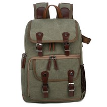 BAGnBAGs 빈티지 캔버스 카메라백팩 DS-1120, 아미그린