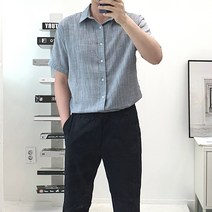 시원한 남자 반팔 린넨 셔츠