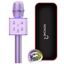 로이체 휴대용 블루투스 무선 노래방 마이크   미러볼   파우치 세트, BTS-30PM(바이올렛)