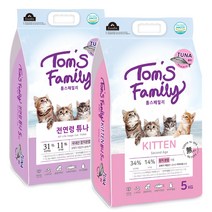 톰스패밀리 고양이 참치 건식사료 세트 키튼용 5kg + 전연령용 5kg, 생선, 1세트