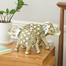폴보 코끼리 커플 풍수 장식 소품 2종 세트, 엔틱