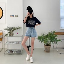 시크블랙 여성용 뉴타거 데일리 데님 반바지 PT9457K23