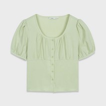 미쏘 밑단 절개 스퀘어넥 블라우스