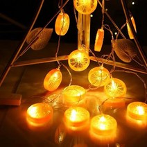 LED 레몬 조각 램프 스트링 라이트 장식 조명 10구, 오렌지