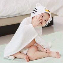 맘스네이처 프리미엄 대나무 후드 아기 목욕가운 M, 1개, 백호