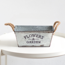 나비다 빈티지 스퀘어 메탈 화분, 실버, 1개