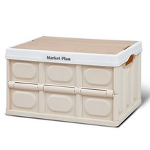 마켓플랜 우드상판 폴딩박스 56L, 라이트베이지, 1개