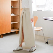 수비진 여성용 뒷밴딩 사선 랩 롱 스커트 SL5131