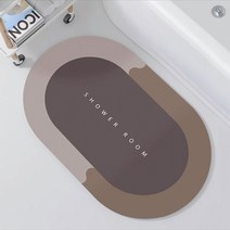 솔브리빙 타원형 소프트 논슬립 욕실 화장실 빨아쓰는 규조토 발매트 물흡수, 브라운