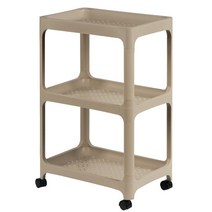 달팽이리빙 드마망 이동식 트롤리 수납선반 3단, 라이트 브라운