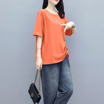 모네타 여성용 슬리밍 셔링포인트 반팔 티셔츠