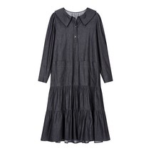 보브 셔링 포인트 데님 원피스 7152137002