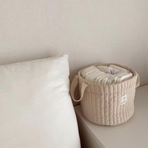마이리틀데이지 유아용 100수 누빔 장난감 기저귀 바구니, 베이지, 1개