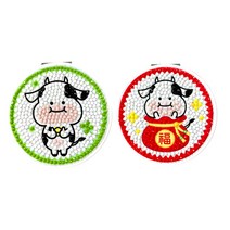 케이엠엘리 말랑이 3D 말랑이 양면거울 원형 보석십자수 만들기 세트 8.5 x 8.5 cm, 행운말랑, 1세트